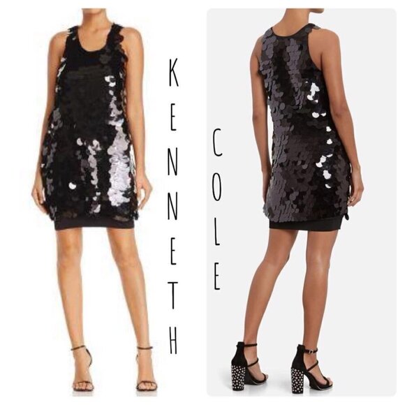 Kenneth Cole PAILLETE SWING DRESS night out, sequins, unique, funky, party - Picture 1 of 11